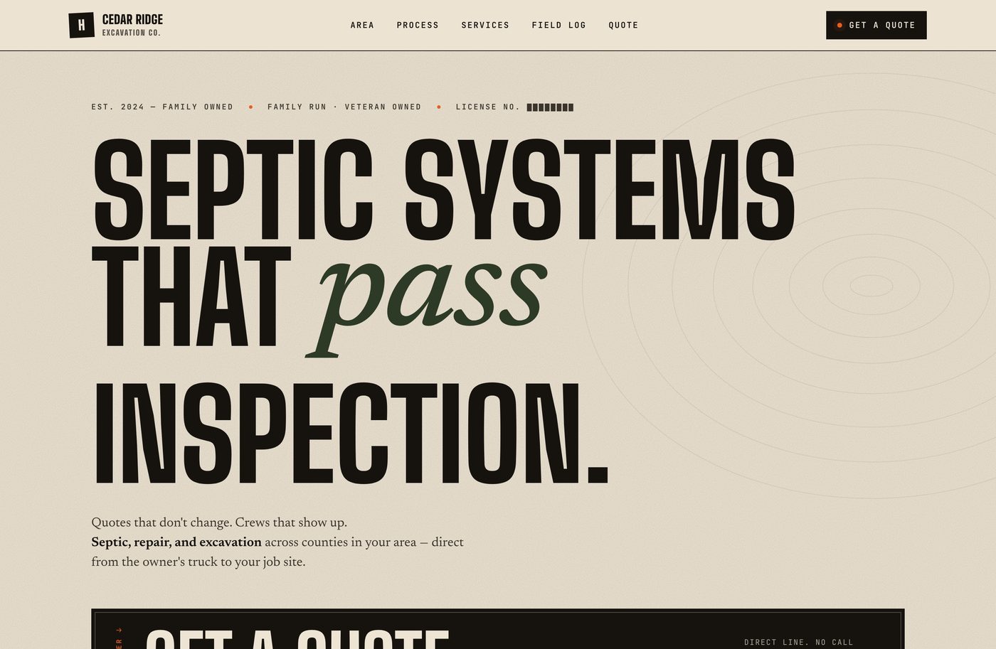 Septic and excavation website